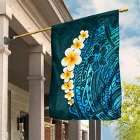Turquosie Polynesia Garden Flag Plumeria Tropical Leaves With Galaxy Polynesian Art - Wonder Print Shop
