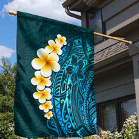 Turquosie Polynesia Garden Flag Plumeria Tropical Leaves With Galaxy Polynesian Art - Wonder Print Shop
