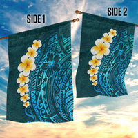 Turquosie Polynesia Garden Flag Plumeria Tropical Leaves With Galaxy Polynesian Art - Wonder Print Shop