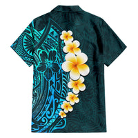 Turquosie Polynesia Hawaiian Shirt Plumeria Tropical Leaves With Galaxy Polynesian Art - Wonder Print Shop