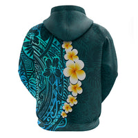 Turquosie Polynesia Hoodie Plumeria Tropical Leaves With Galaxy Polynesian Art - Wonder Print Shop