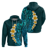 Turquosie Polynesia Hoodie Plumeria Tropical Leaves With Galaxy Polynesian Art - Wonder Print Shop