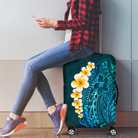Turquosie Polynesia Luggage Cover Plumeria Tropical Leaves With Galaxy Polynesian Art - Wonder Print Shop
