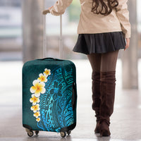 Turquosie Polynesia Luggage Cover Plumeria Tropical Leaves With Galaxy Polynesian Art - Wonder Print Shop
