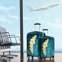 Turquosie Polynesia Luggage Cover Plumeria Tropical Leaves With Galaxy Polynesian Art - Wonder Print Shop