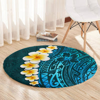turquosie-polynesia-round-carpet-plumeria-tropical-leaves-with-galaxy-polynesian-art