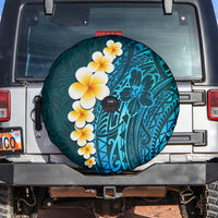 Turquosie Polynesia Spare Tire Cover Plumeria Tropical Leaves With Galaxy Polynesian Art - Wonder Print Shop