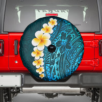 Turquosie Polynesia Spare Tire Cover Plumeria Tropical Leaves With Galaxy Polynesian Art - Wonder Print Shop