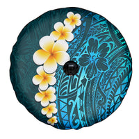 Turquosie Polynesia Spare Tire Cover Plumeria Tropical Leaves With Galaxy Polynesian Art - Wonder Print Shop