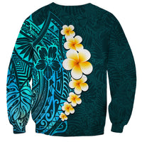 Turquosie Polynesia Sweatshirt Plumeria Tropical Leaves With Galaxy Polynesian Art - Wonder Print Shop