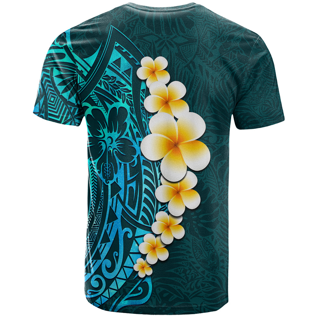 Turquosie Polynesia T Shirt Plumeria Tropical Leaves With Galaxy Polynesian Art - Wonder Print Shop