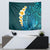 Turquosie Polynesia Tapestry Plumeria Tropical Leaves With Galaxy Polynesian Art - Wonder Print Shop