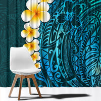 Turquosie Polynesia Window Curtain Plumeria Tropical Leaves With Galaxy Polynesian Art - Wonder Print Shop