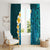 Turquosie Polynesia Window Curtain Plumeria Tropical Leaves With Galaxy Polynesian Art - Wonder Print Shop