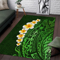 Green Polynesia Area Rug Plumeria Tropical Leaves With Galaxy Polynesian Art - Wonder Print Shop