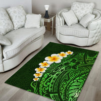 Green Polynesia Area Rug Plumeria Tropical Leaves With Galaxy Polynesian Art - Wonder Print Shop