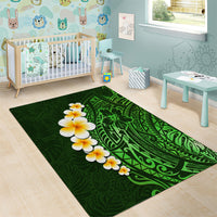 Green Polynesia Area Rug Plumeria Tropical Leaves With Galaxy Polynesian Art - Wonder Print Shop