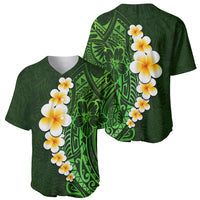 Green Polynesia Baseball Jersey Plumeria Tropical Leaves With Galaxy Polynesian Art - Wonder Print Shop