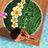 Green Polynesia Beach Blanket Plumeria Tropical Leaves With Galaxy Polynesian Art - Wonder Print Shop