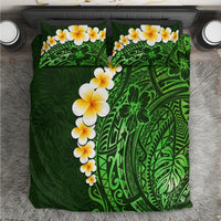 Green Polynesia Bedding Set Plumeria Tropical Leaves With Galaxy Polynesian Art - Wonder Print Shop