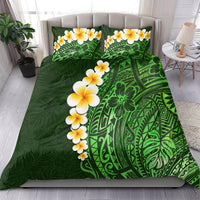 Green Polynesia Bedding Set Plumeria Tropical Leaves With Galaxy Polynesian Art - Wonder Print Shop