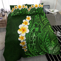 Green Polynesia Bedding Set Plumeria Tropical Leaves With Galaxy Polynesian Art - Wonder Print Shop