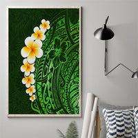 Green Polynesia Canvas Wall Art Plumeria Tropical Leaves With Galaxy Polynesian Art - Wonder Print Shop