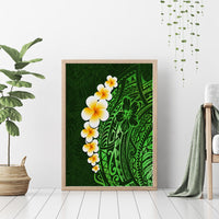 Green Polynesia Canvas Wall Art Plumeria Tropical Leaves With Galaxy Polynesian Art - Wonder Print Shop