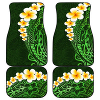 Green Polynesia Car Mats Plumeria Tropical Leaves With Galaxy Polynesian Art - Wonder Print Shop