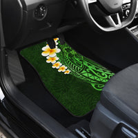 Green Polynesia Car Mats Plumeria Tropical Leaves With Galaxy Polynesian Art - Wonder Print Shop