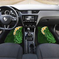 Green Polynesia Car Mats Plumeria Tropical Leaves With Galaxy Polynesian Art - Wonder Print Shop