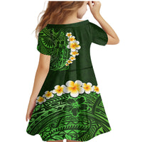 Green Polynesia Family Matching Mermaid Dress and Hawaiian Shirt Plumeria Tropical Leaves With Galaxy Polynesian Art - Wonder Print Shop