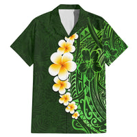 Green Polynesia Family Matching Mermaid Dress and Hawaiian Shirt Plumeria Tropical Leaves With Galaxy Polynesian Art - Wonder Print Shop