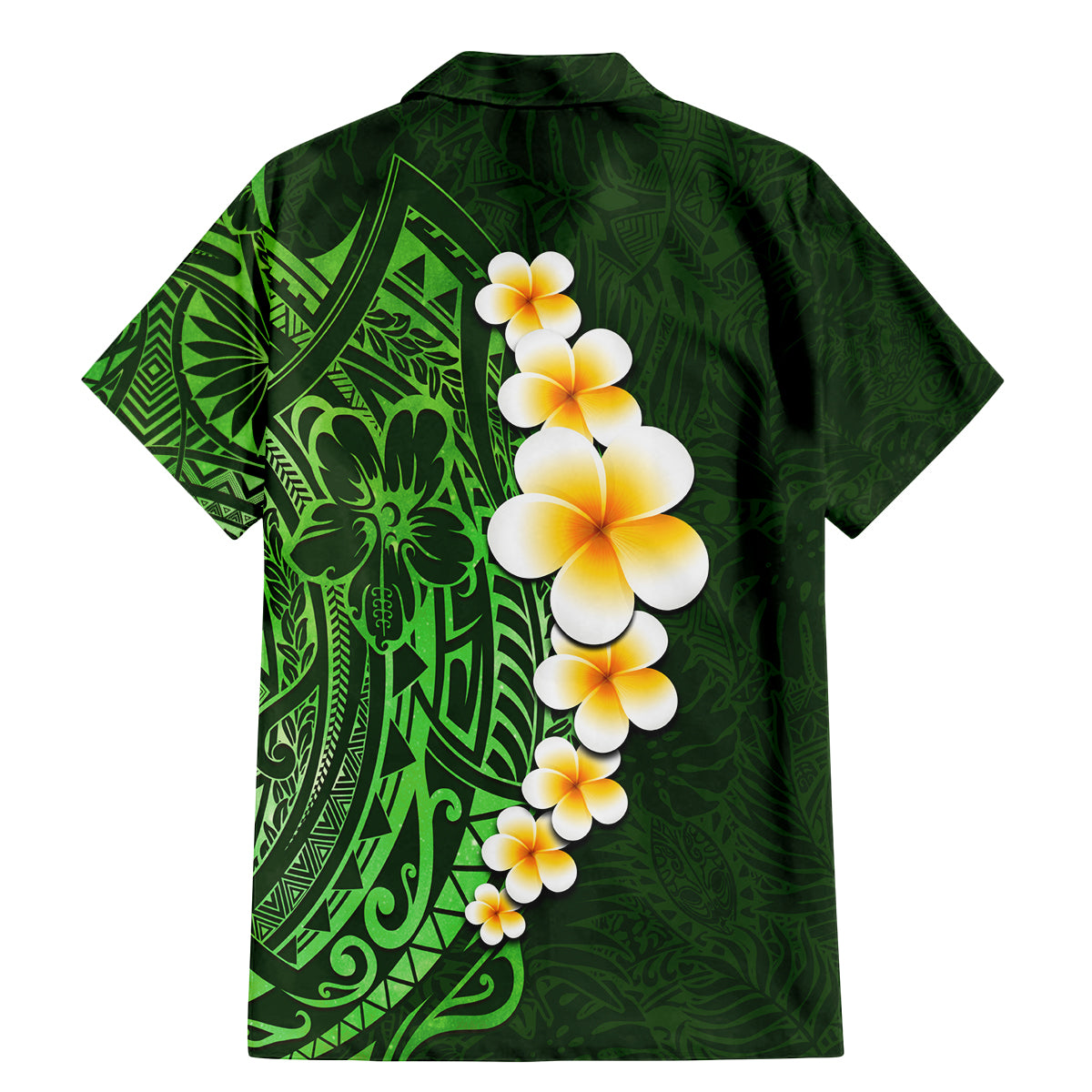 Green Polynesia Family Matching Mermaid Dress and Hawaiian Shirt Plumeria Tropical Leaves With Galaxy Polynesian Art - Wonder Print Shop