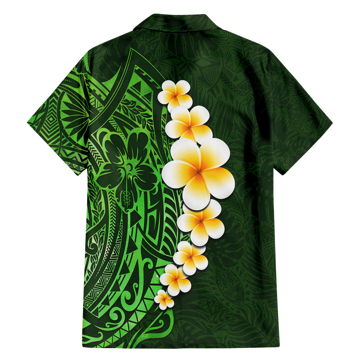 Green Polynesia Family Matching Puletasi Dress and Hawaiian Shirt Plumeria Tropical Leaves With Galaxy Polynesian Art - Wonder Print Shop