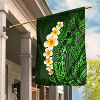 Green Polynesia Garden Flag Plumeria Tropical Leaves With Galaxy Polynesian Art - Wonder Print Shop