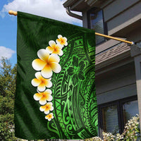 Green Polynesia Garden Flag Plumeria Tropical Leaves With Galaxy Polynesian Art - Wonder Print Shop