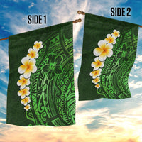 Green Polynesia Garden Flag Plumeria Tropical Leaves With Galaxy Polynesian Art - Wonder Print Shop