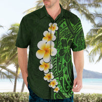 Green Polynesia Hawaiian Shirt Plumeria Tropical Leaves With Galaxy Polynesian Art - Wonder Print Shop
