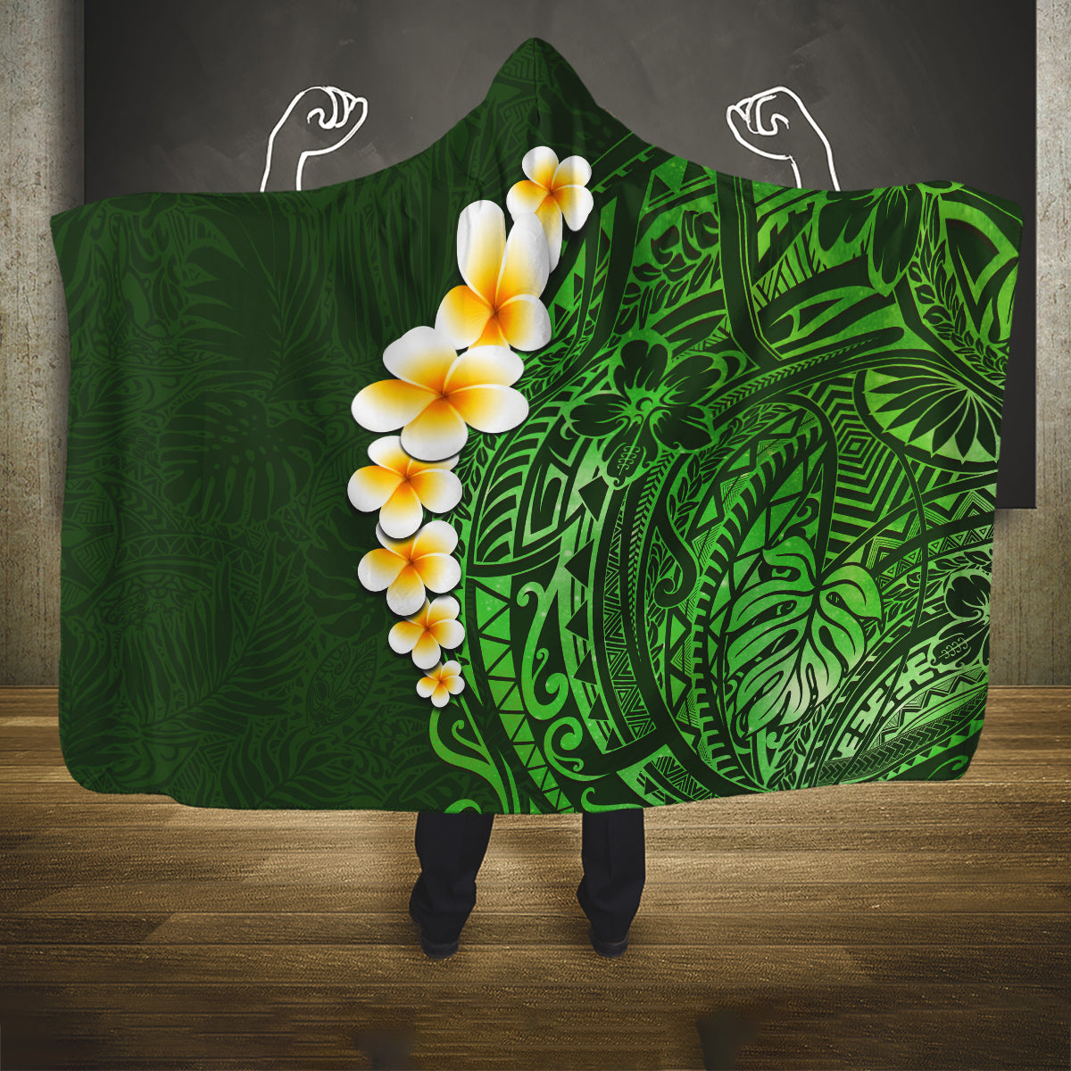 green-polynesia-hooded-blanket-plumeria-tropical-leaves-with-galaxy-polynesian-art