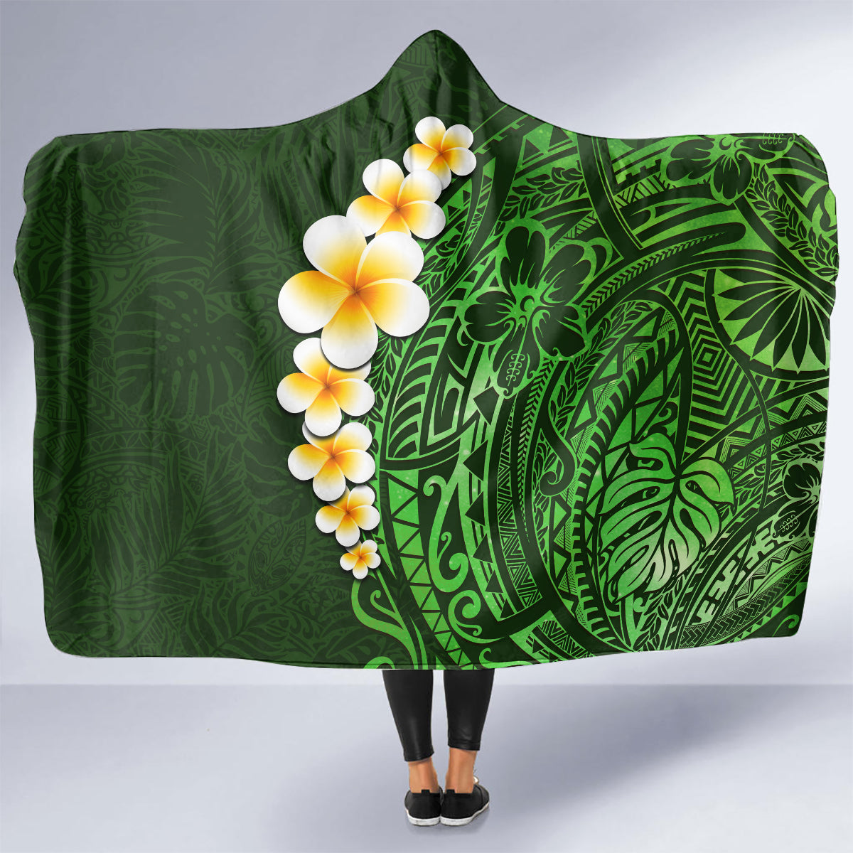 green-polynesia-hooded-blanket-plumeria-tropical-leaves-with-galaxy-polynesian-art