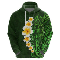 Green Polynesia Hoodie Plumeria Tropical Leaves With Galaxy Polynesian Art - Wonder Print Shop