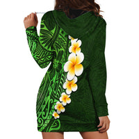 Green Polynesia Hoodie Dress Plumeria Tropical Leaves With Galaxy Polynesian Art - Wonder Print Shop