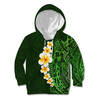 Green Polynesia Kid Hoodie Plumeria Tropical Leaves With Galaxy Polynesian Art - Wonder Print Shop