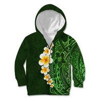 Green Polynesia Kid Hoodie Plumeria Tropical Leaves With Galaxy Polynesian Art - Wonder Print Shop