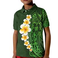 Green Polynesia Kid Polo Shirt Plumeria Tropical Leaves With Galaxy Polynesian Art - Wonder Print Shop