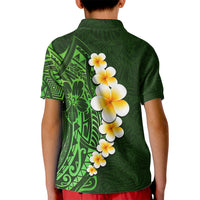 Green Polynesia Kid Polo Shirt Plumeria Tropical Leaves With Galaxy Polynesian Art - Wonder Print Shop