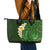 Green Polynesia Leather Tote Bag Plumeria Tropical Leaves With Galaxy Polynesian Art - Wonder Print Shop