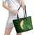 Green Polynesia Leather Tote Bag Plumeria Tropical Leaves With Galaxy Polynesian Art - Wonder Print Shop