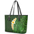 Green Polynesia Leather Tote Bag Plumeria Tropical Leaves With Galaxy Polynesian Art - Wonder Print Shop